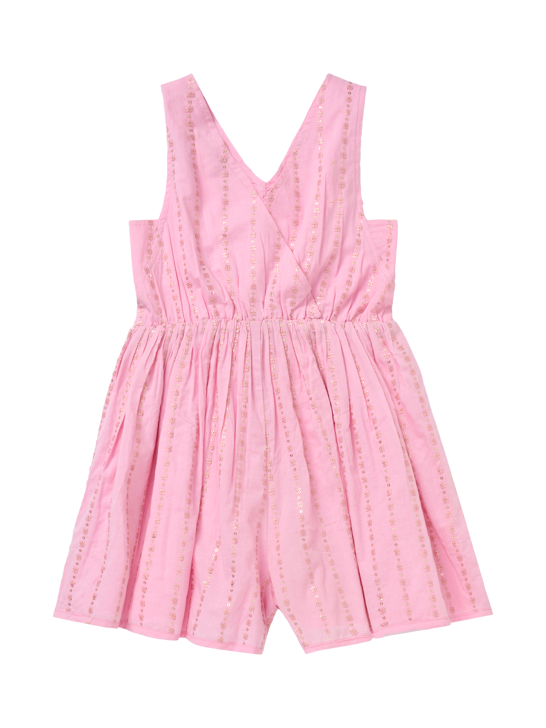Product image 6 of 7, which shows Angel & Rocket Kids' Cotton Embroidered Playsuit, Pink, 3 years