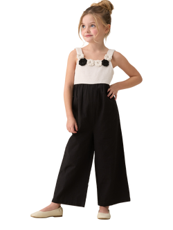 Angel & Rocket Kids' Crochet Linen Jumpsuit, Black/Multi, Black/Multi