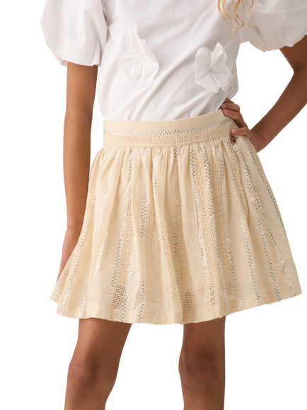 Angel & Rocket Kids' Stripe Skort, Cream, Cream