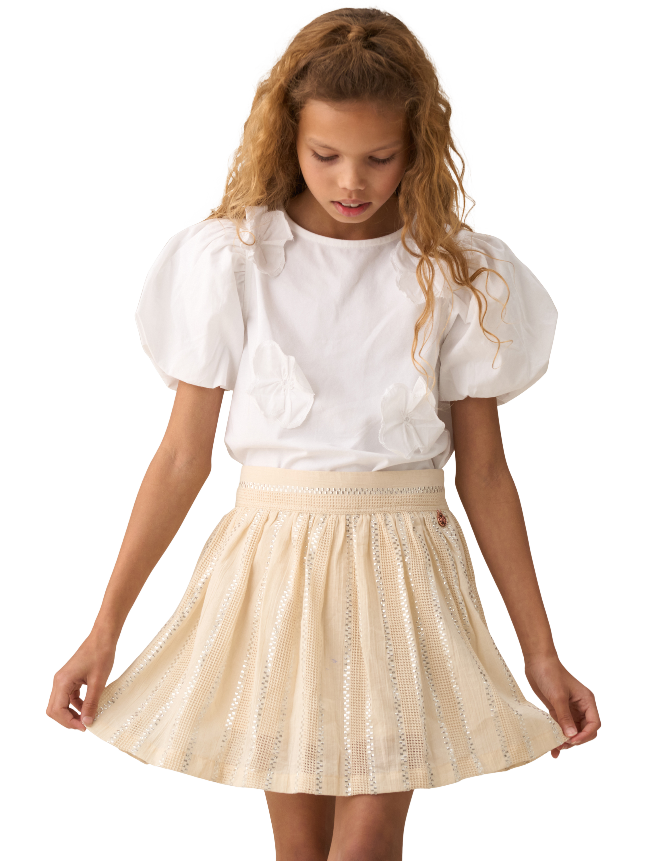 Product image 3 of 7, which shows Angel & Rocket Kids' Stripe Skort, Cream, 3 years