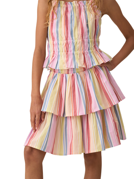 Angel & Rocket Kids' Cotton Striped Tiered Skirt, Multi, Multi