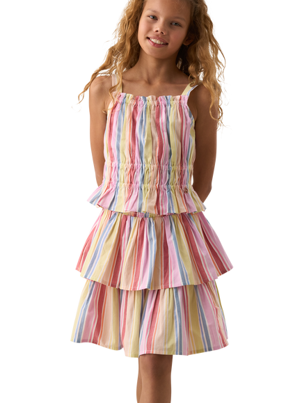 Angel & Rocket Kids' Cotton Striped Tiered Skirt, Multi - view 2, Multi