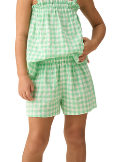 Angel & Rocket Kids' Seersucker Gingham Shorts, Green/White, Green/White