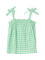 Angel & Rocket Kids' Seersucker Gingham Shirred Top, Green/White