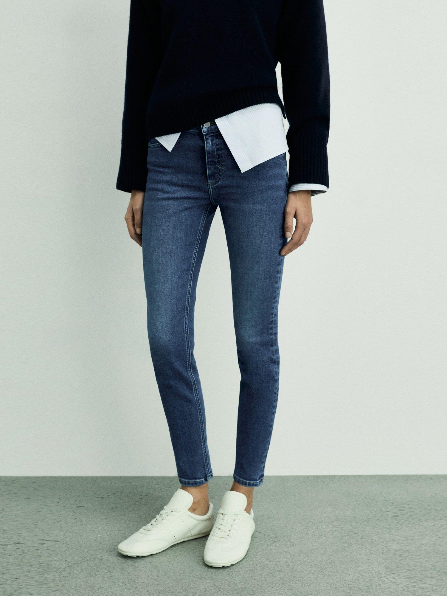 Product image 1 of 7, which shows Mango Newisa Mid Rise Skinny Jeans, Blue, 12