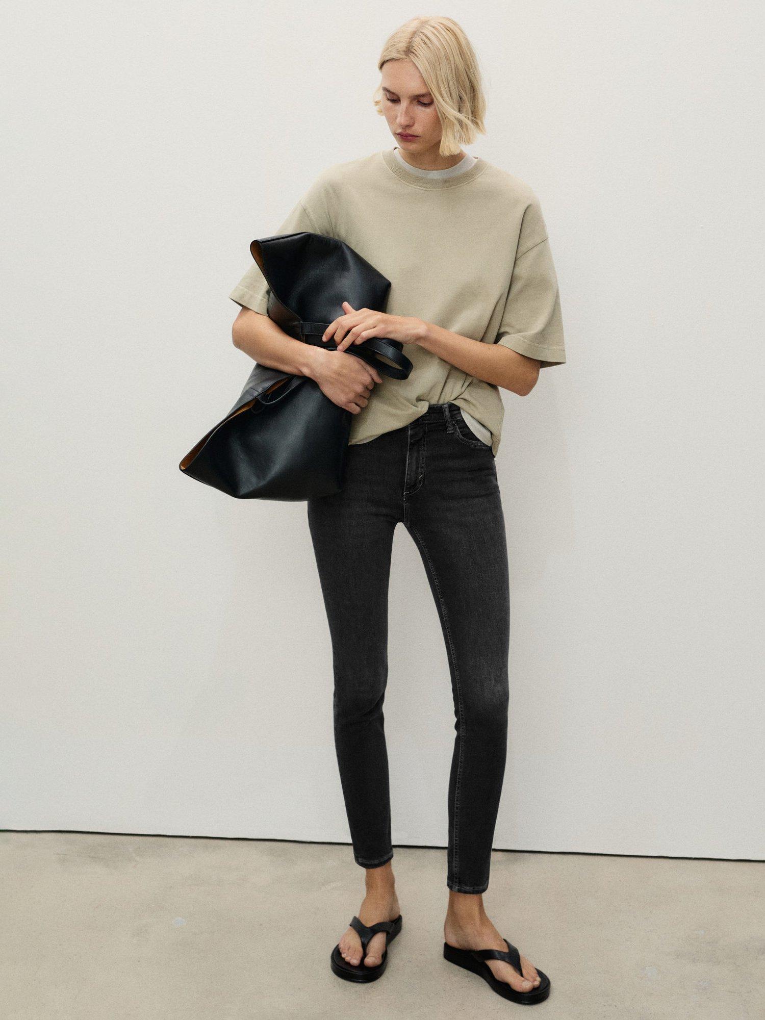 Product image 2 of 6, which shows Mango Newisa Mid Rise Skinny Jeans, Dark Grey, 14