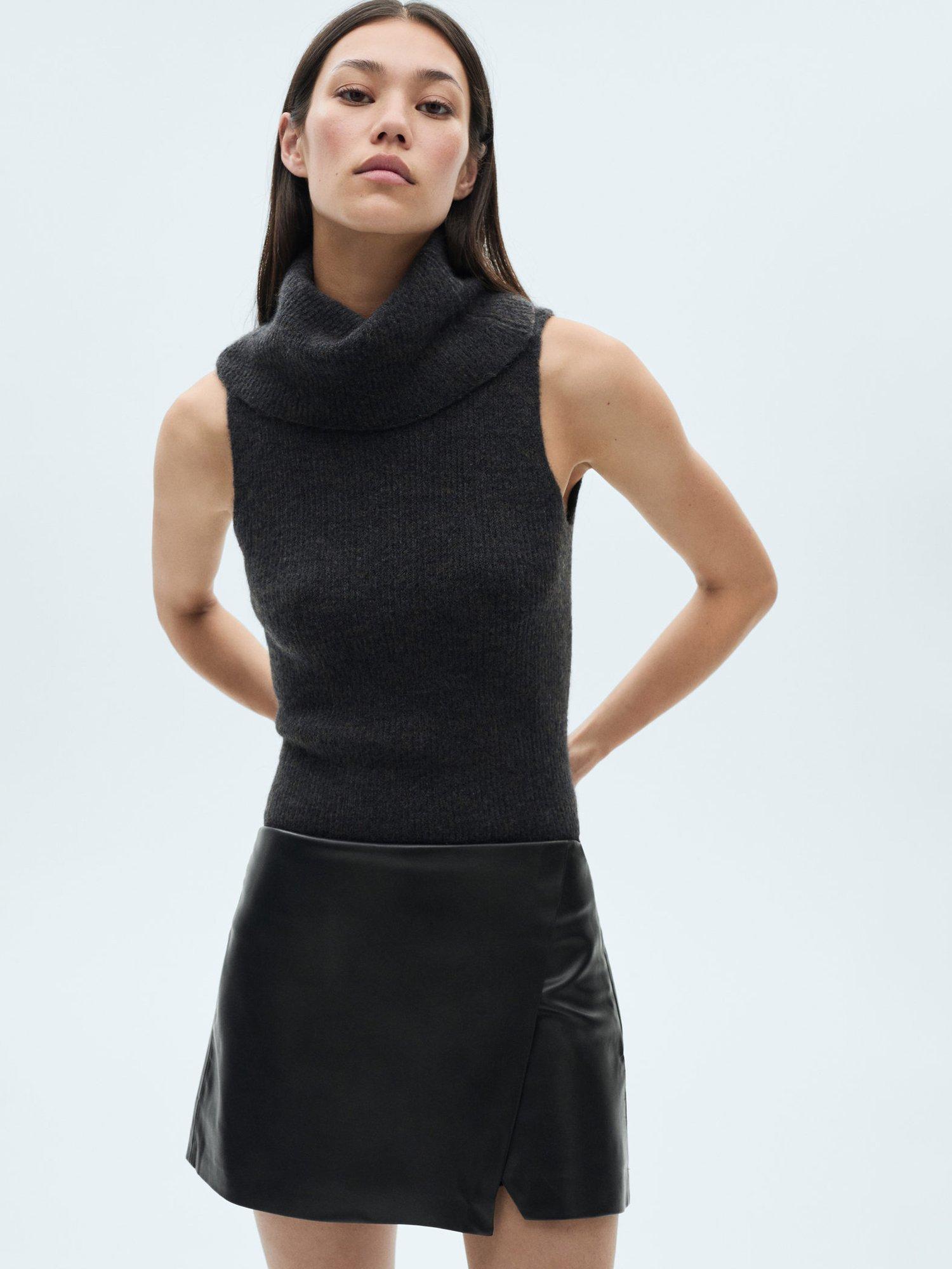 Mango Candy Faux Wrap Mini Skirt, Black