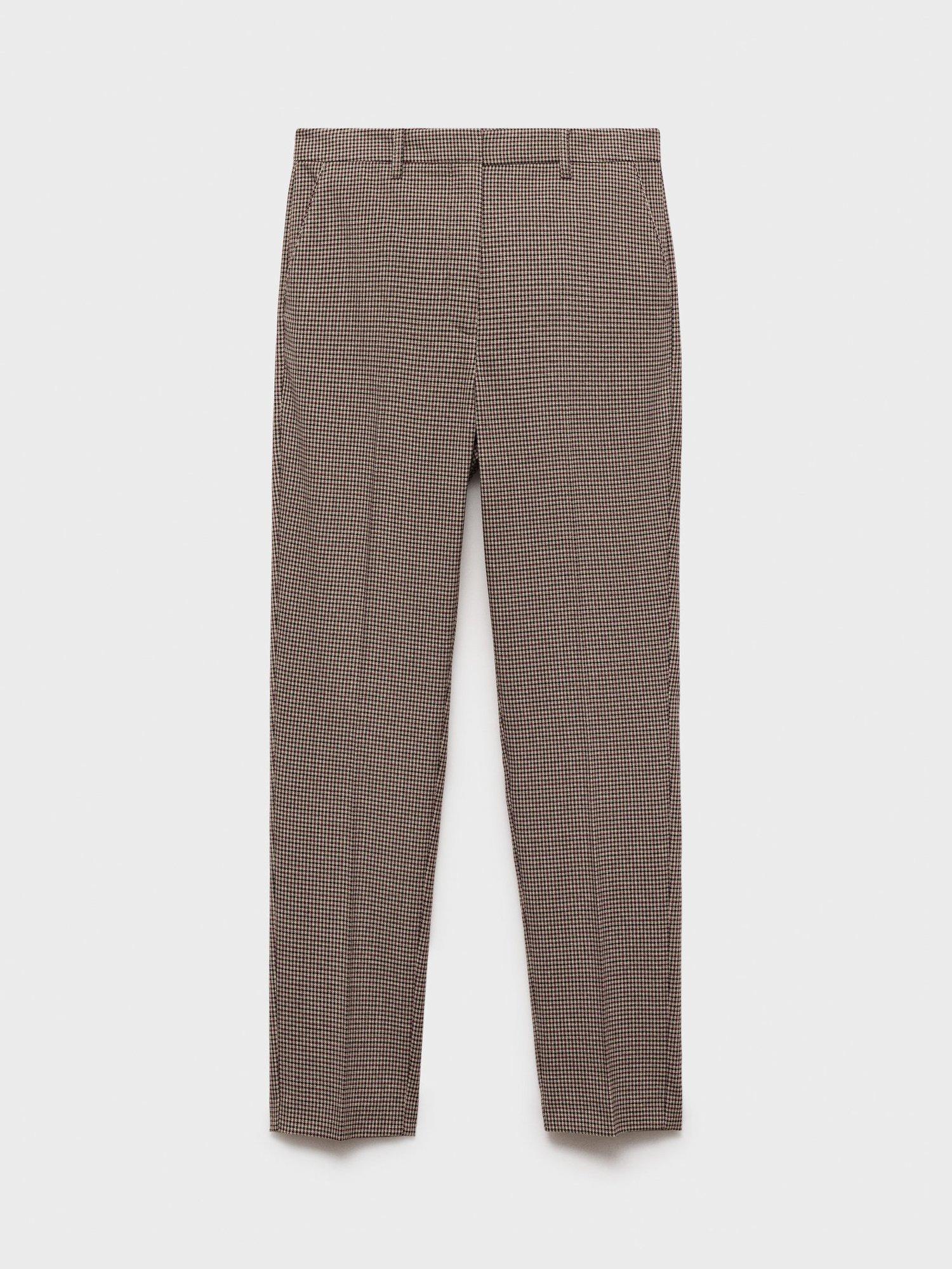 Product image 3 of 6, which shows Mango Dogtooth Skinny Trousers, Dark Red, 4