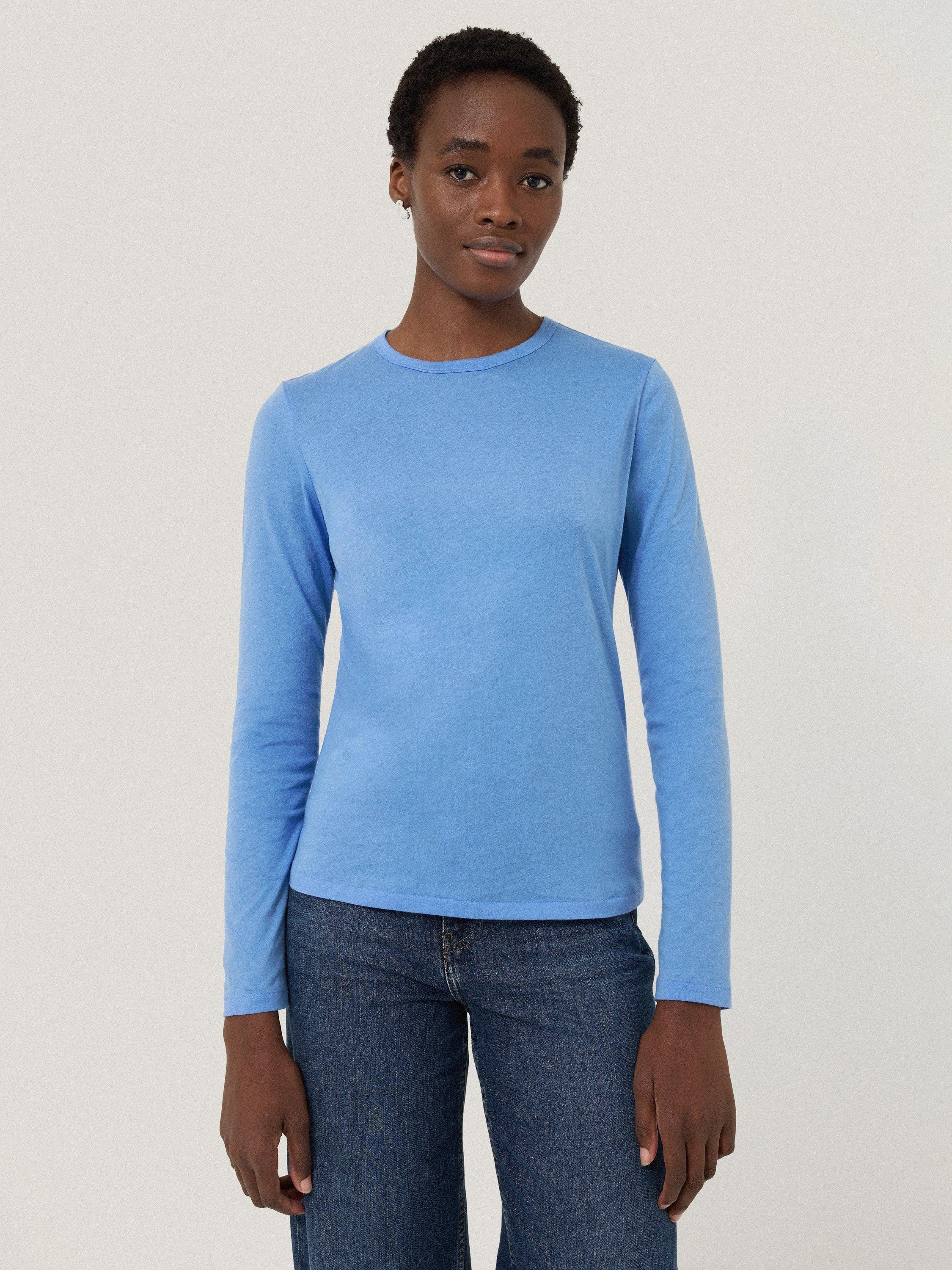 Jigsaw Supima Cotton Long Sleeve Tee, Intense Sky