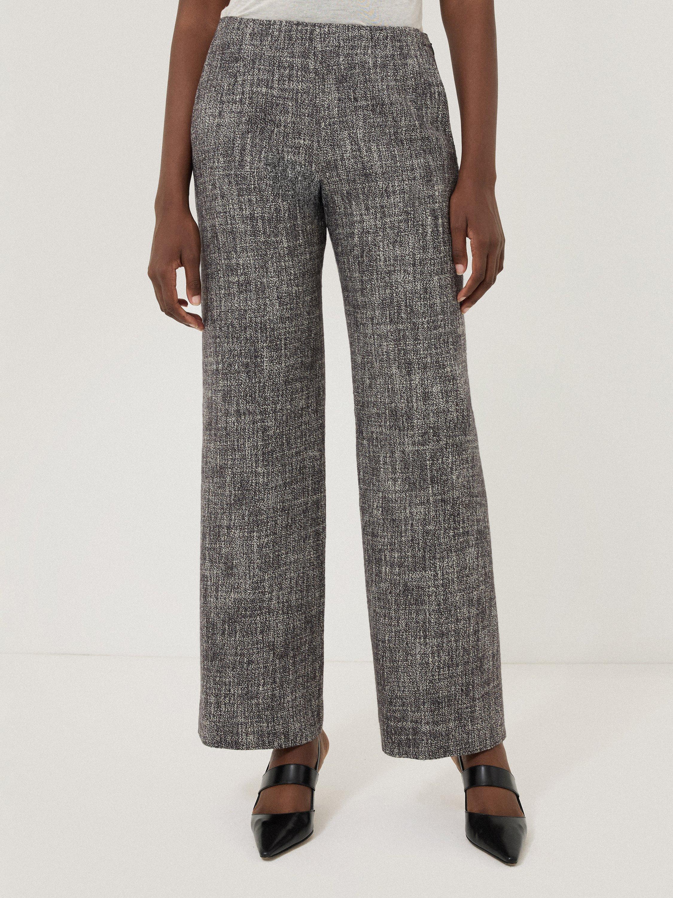 Product image 1 of 8, which shows Jigsaw Blake Boucle Wool Rich Trousers, Grey, 6
