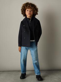 Reiss Kids' Bergamo Wool Blend Coat, Navy, Navy