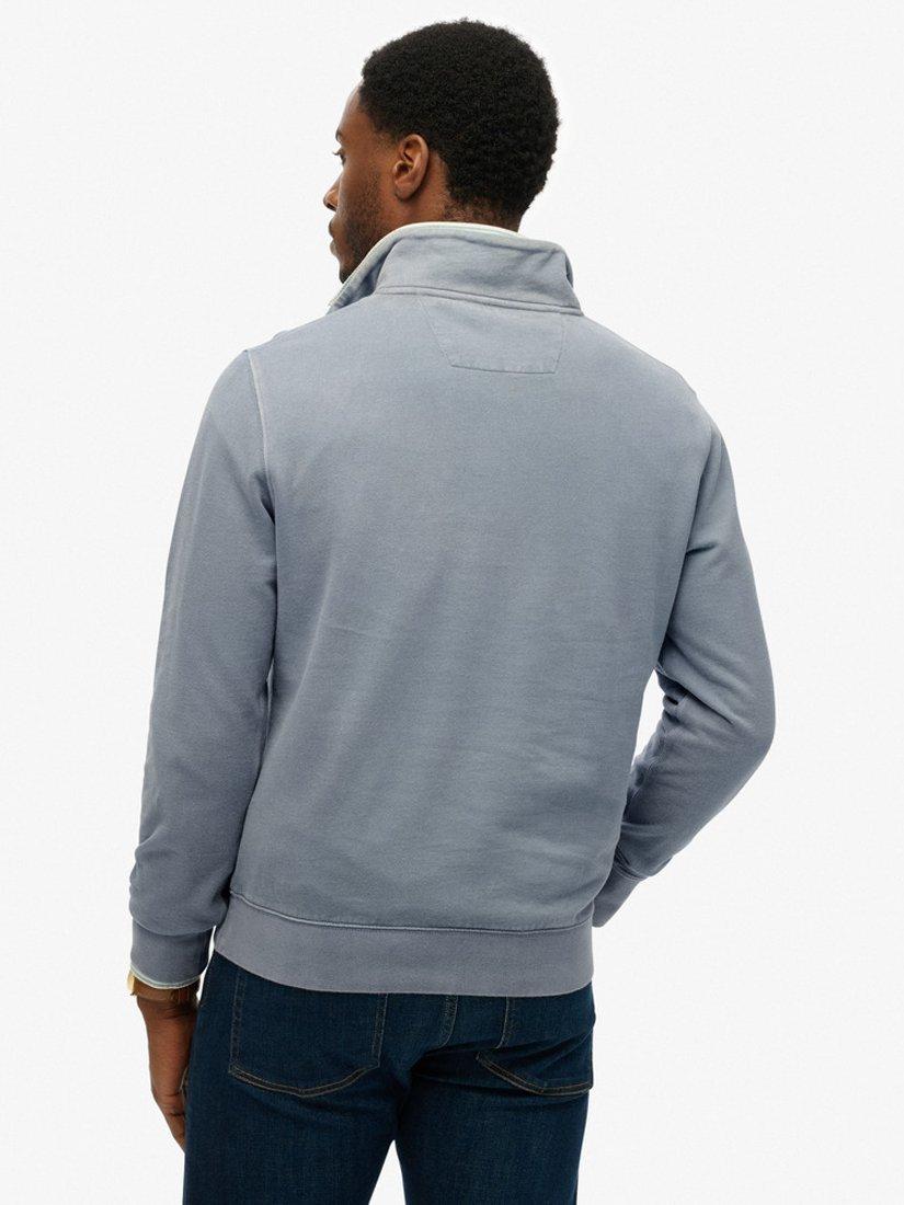 Product image 2 of 5, which shows Superdry Classic Essential Henley Jumper, Washed Denim, S