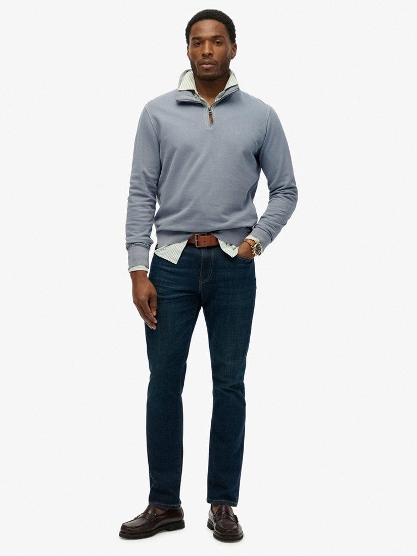 Product image 3 of 5, which shows Superdry Classic Essential Henley Jumper, Washed Denim, S