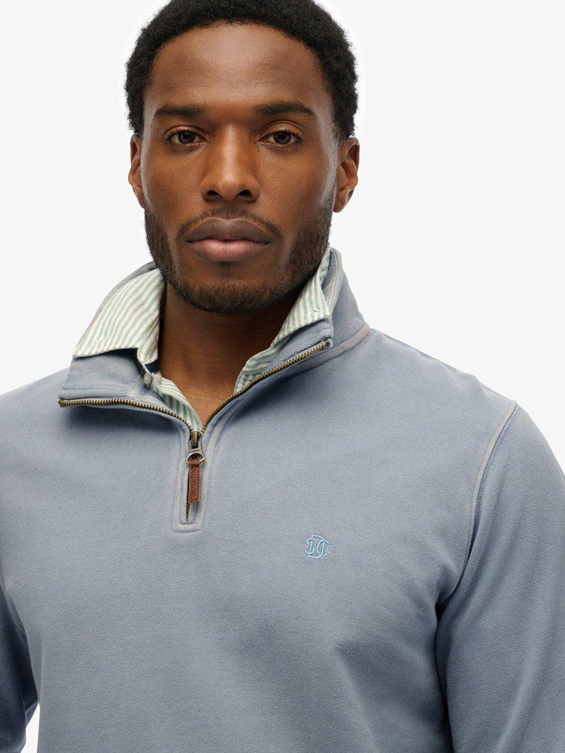 Product image 4 of 5, which shows Superdry Classic Essential Henley Jumper, Washed Denim, S