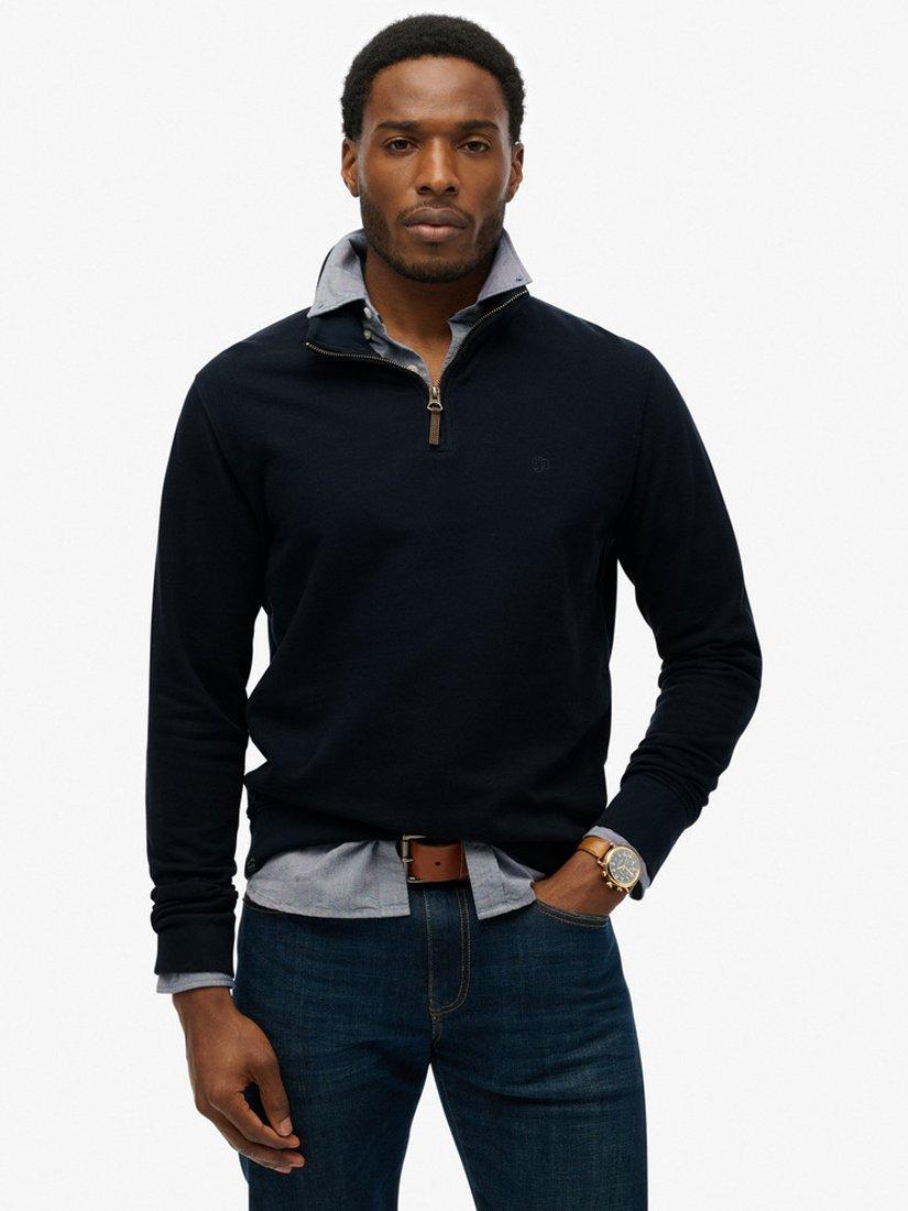Product image 1 of 5, which shows Superdry Classic Essential Henley Jumper, Super Dark Navy, L