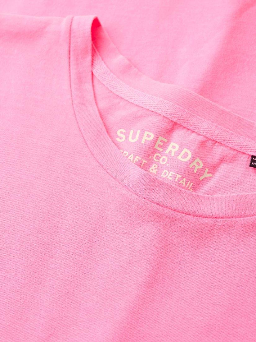 Product image 5 of 5, which shows Superdry Classic Essential T-Shirt, Washed Fluro Pink, S