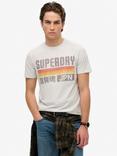 Superdry Japan Stripe Relaxed T-Shirt, Eclipse Navy Marl, Ice Grey Marl