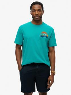 Superdry Core Logo Great Outdoors Chest T-Shirt, Blue Grass