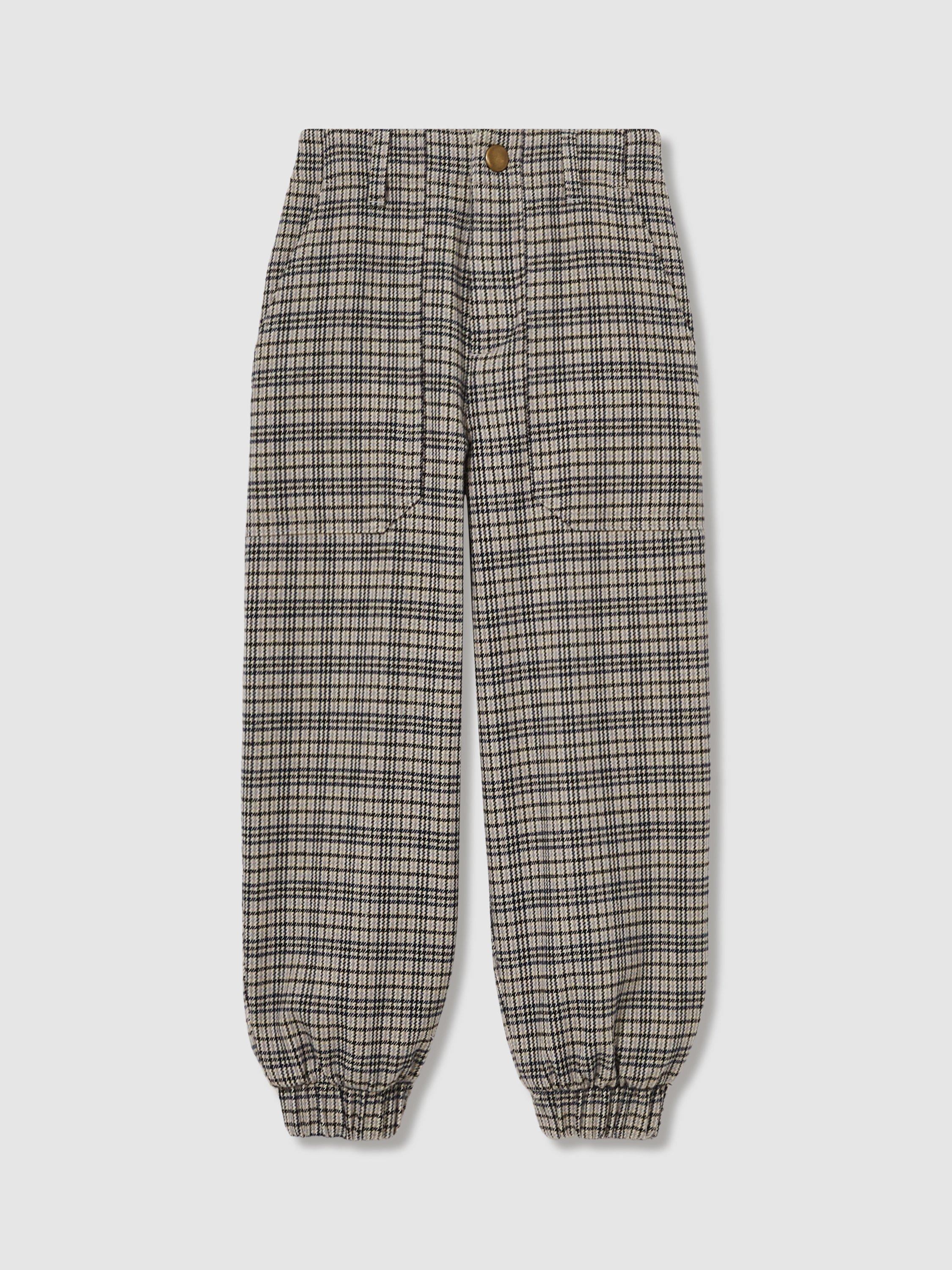 Product image 1 of 4, which shows Reiss KIds' Annika Check Joggers, Grey, 4-5 years