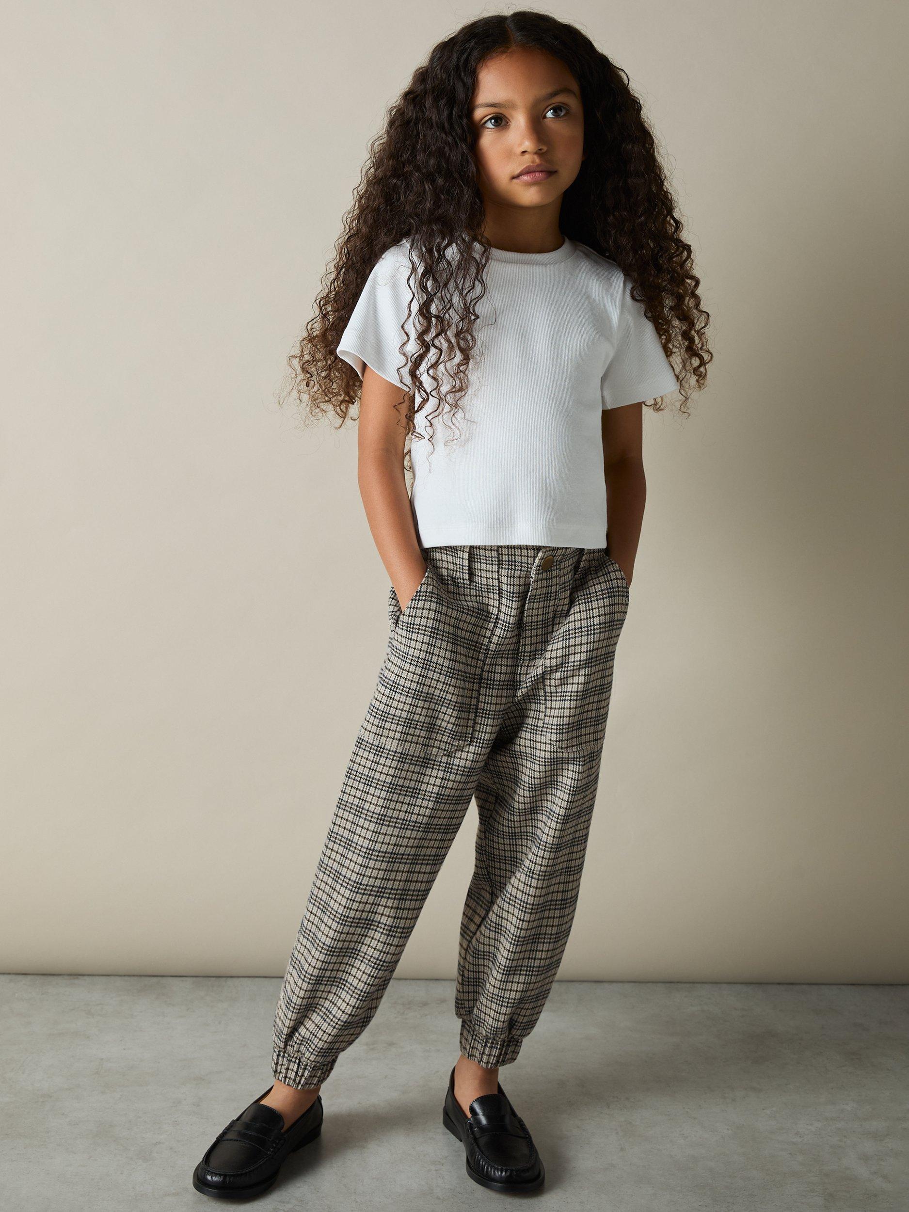 Product image 2 of 4, which shows Reiss KIds' Annika Check Joggers, Grey, 4-5 years
