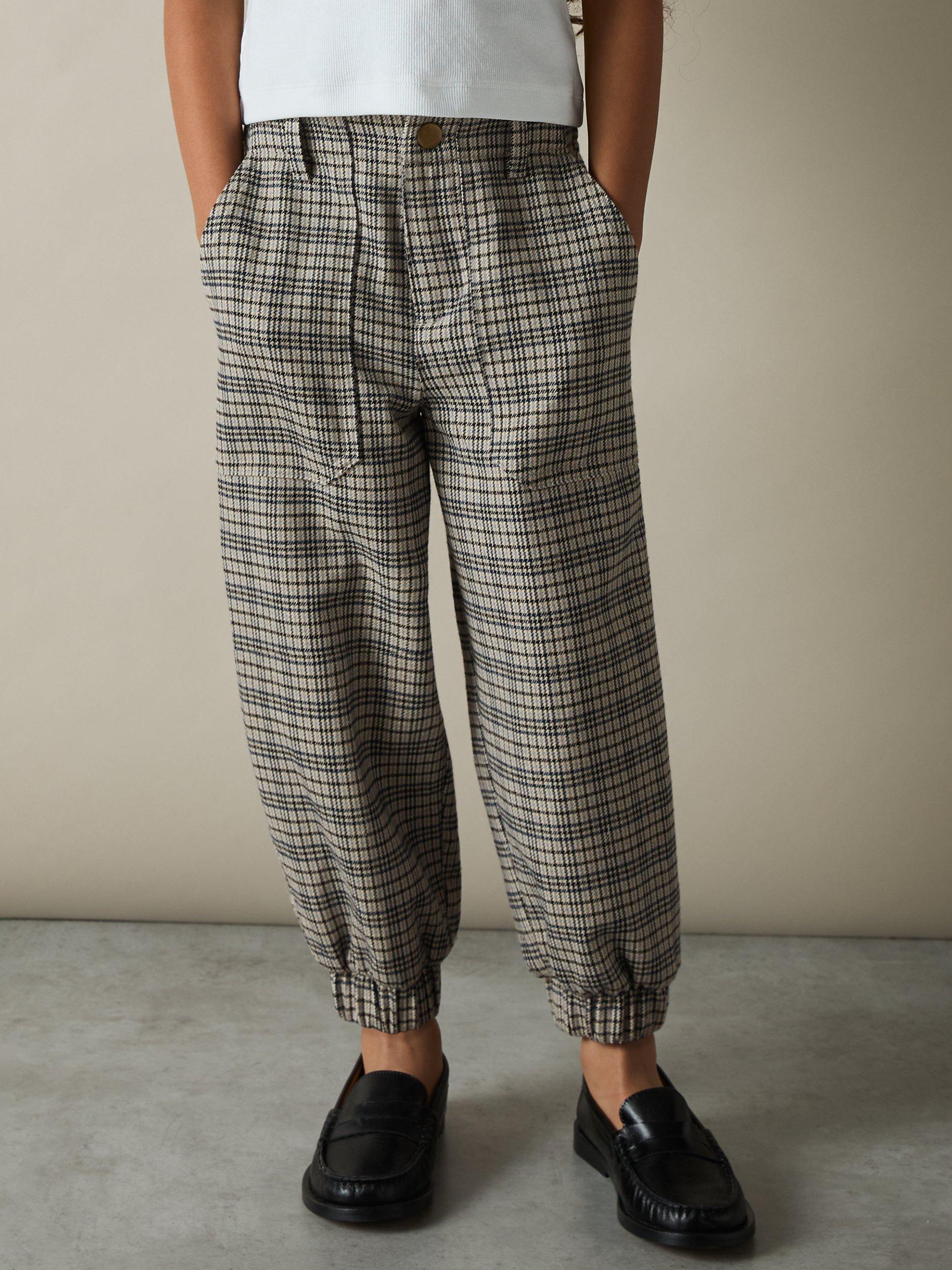 Product image 3 of 4, which shows Reiss KIds' Annika Check Joggers, Grey, 4-5 years