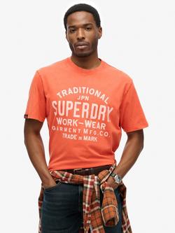 Superdry Cotton Regular Fit Short Sleeve Logo T-Shirt, Rust Orange
