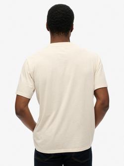 Superdry Cotton Regular Fit Short Sleeve Logo T-Shirt - view 2, Oat Cream Marl
