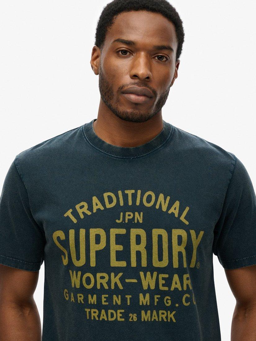 Product image 4 of 5, which shows Superdry Cotton Regular Fit Short Sleeve Logo T-Shirt, Eclipse Navy, S