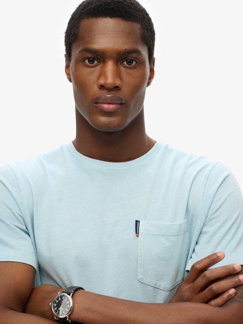 Product image 4 of 5, which shows Superdry Cotton Regular Fit Classic Essential Pocket T-Shirt, Washed Sunset Blue, S