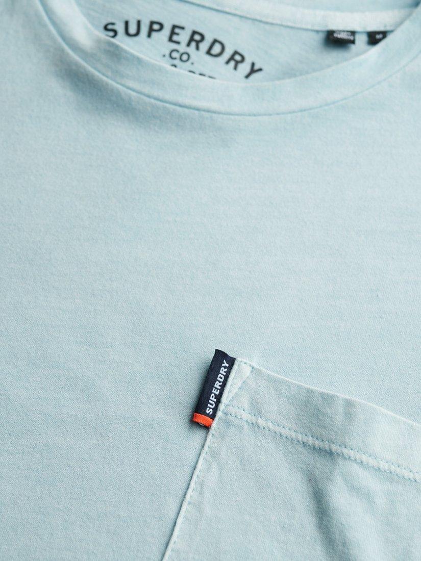 Product image 5 of 5, which shows Superdry Cotton Regular Fit Classic Essential Pocket T-Shirt, Washed Sunset Blue, S