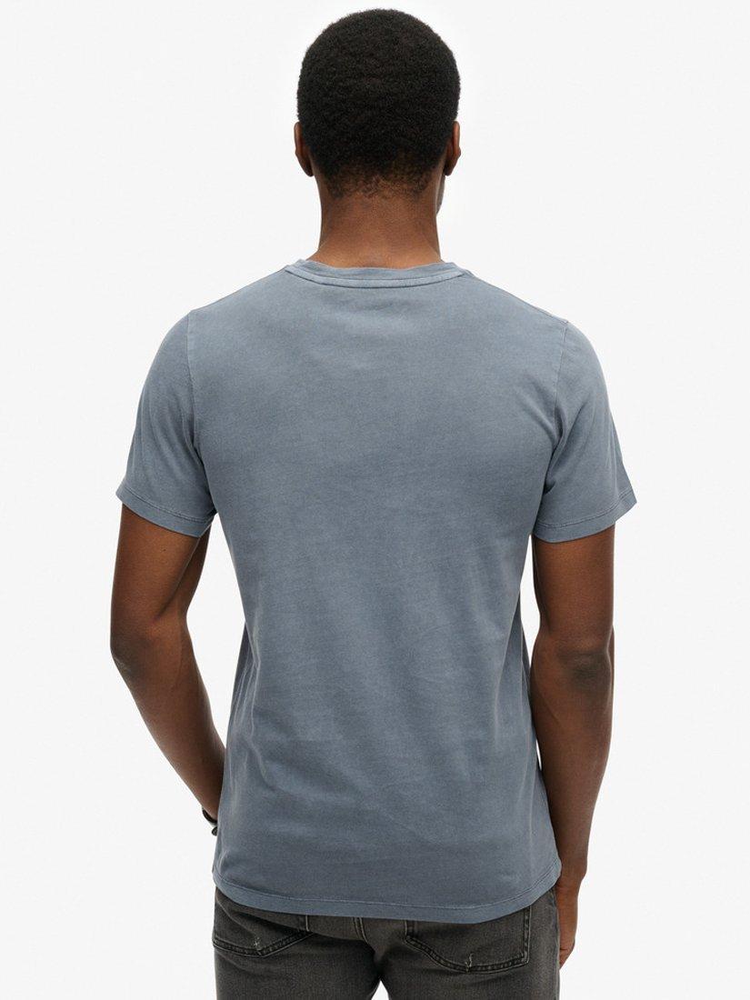 Product image 2 of 4, which shows Superdry Cotton Regular Fit Short Sleeve Essential Pocket T-Shirt, Washed Faded Navy, S