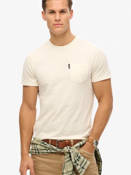Superdry Cotton Regular Fit Short Sleeve Essential Pocket T-Shirt, Bone White