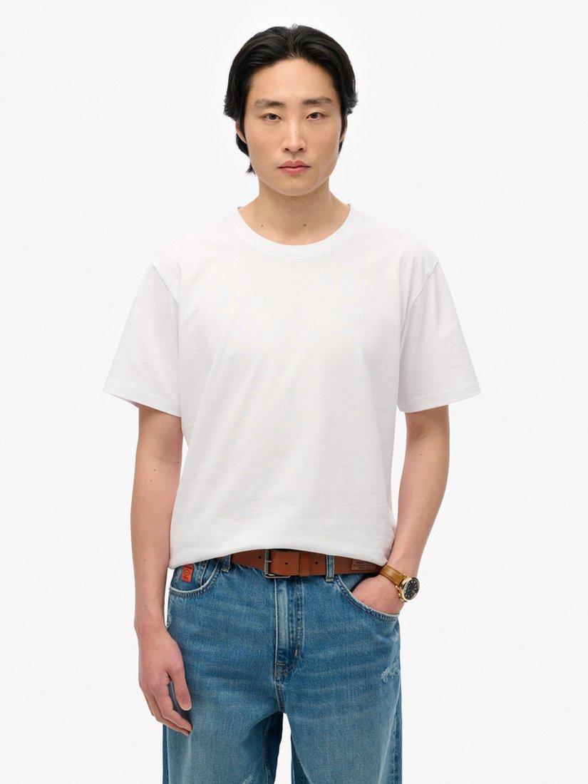 Product image 1 of 5, which shows Superdry Organic Cotton Regular Fit Short Sleeve Essentials T-Shirt, Optic, S