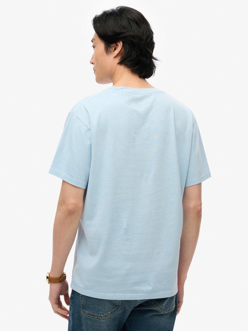 Product image 2 of 5, which shows Superdry Organic Cotton Relaxed Fit Essentials T-Shirt, Skyway Blue, S
