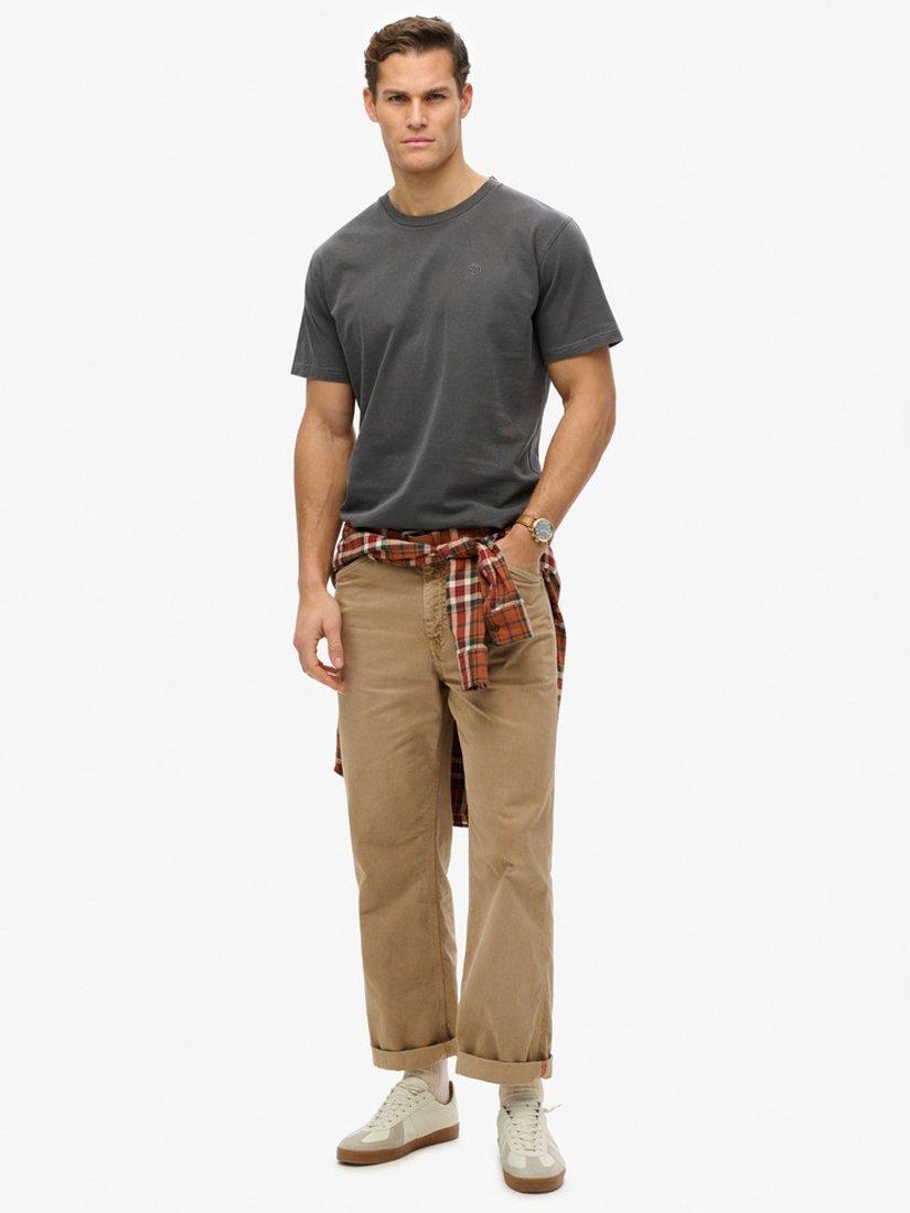 Product image 3 of 5, which shows Superdry Essentials Relaxed Fit Pure Organic Cotton T-Shirt, Charcoal Grey, S