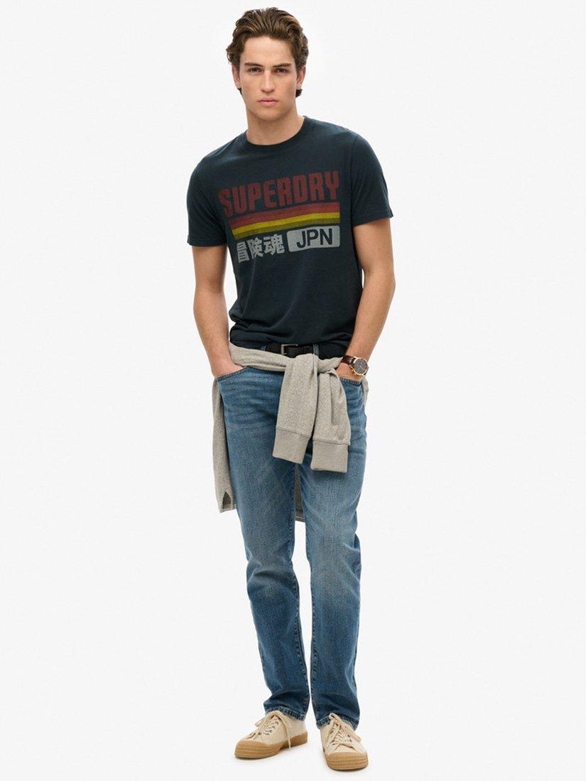 Product image 3 of 5, which shows Superdry Japan Stripe Relaxed T-Shirt, Eclipse Navy, S