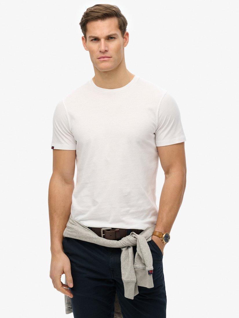 Product image 1 of 4, which shows Superdry Cotton Regular Fit Short Sleeve Classic Essential T-Shirt, Optic, S