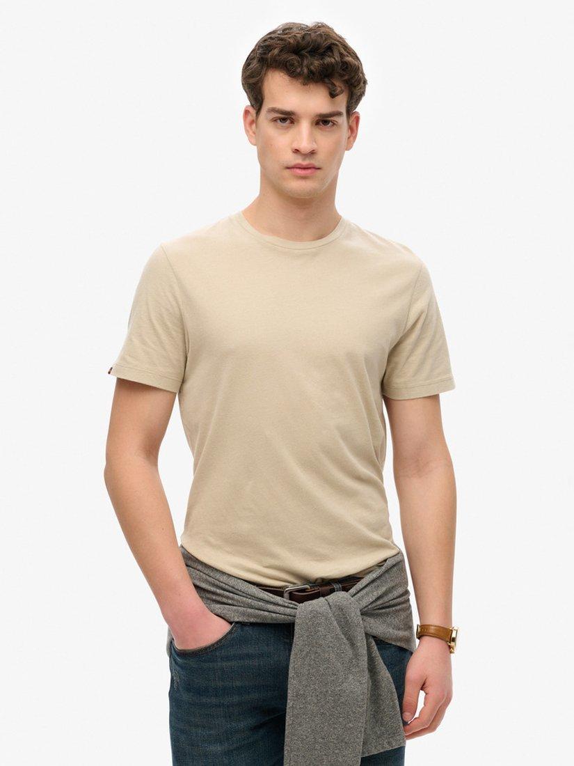 Product image 1 of 4, which shows Superdry Cotton Regular Fit Short Sleeve T-Shirt, Stonewash Brown, S