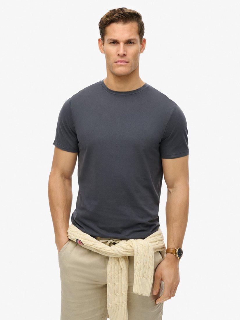 Product image 1 of 5, which shows Superdry Classic Essential Cotton T-Shirt, Washed Eclipse Navy, S