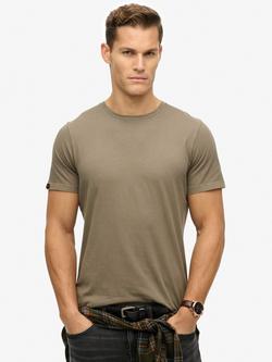 Superdry Cotton Regular Fit Short Sleeve Essential T-Shirt, Washed Morel Brown