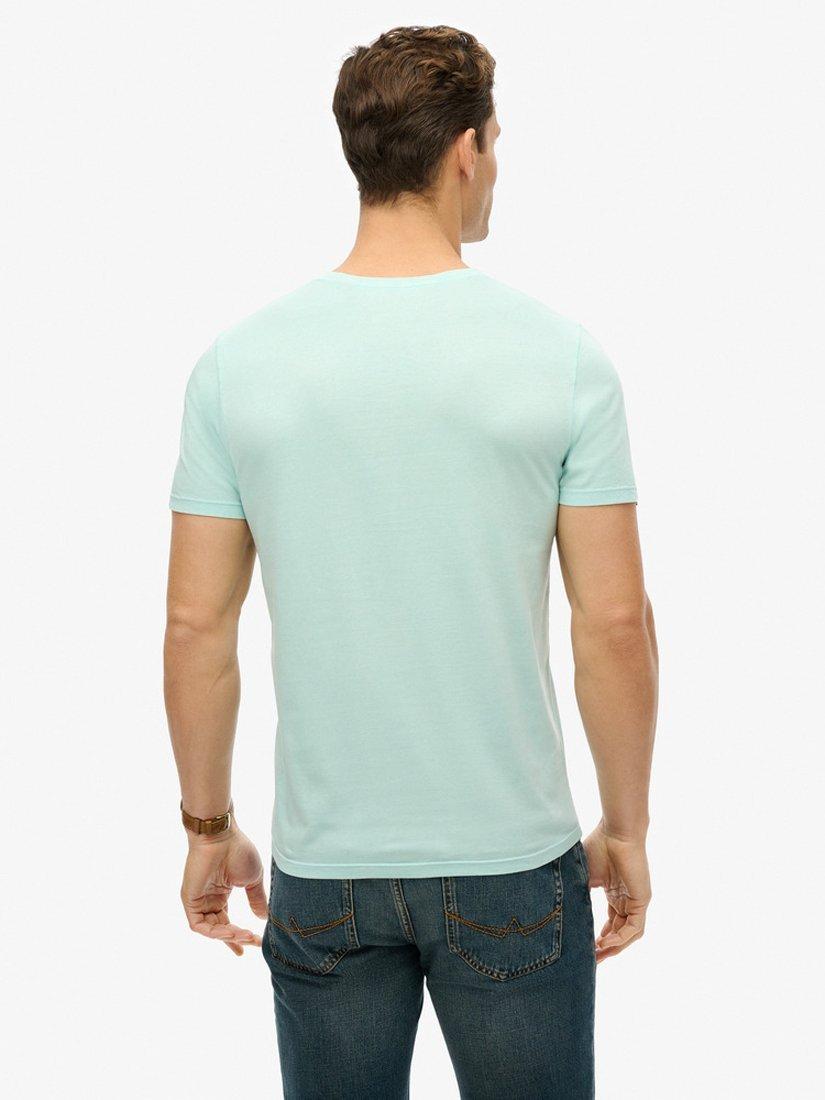 Product image 2 of 5, which shows Superdry Cotton Regular Fit Short Sleeve Classic Essential T-Shirt, Washed Sky Blue, S