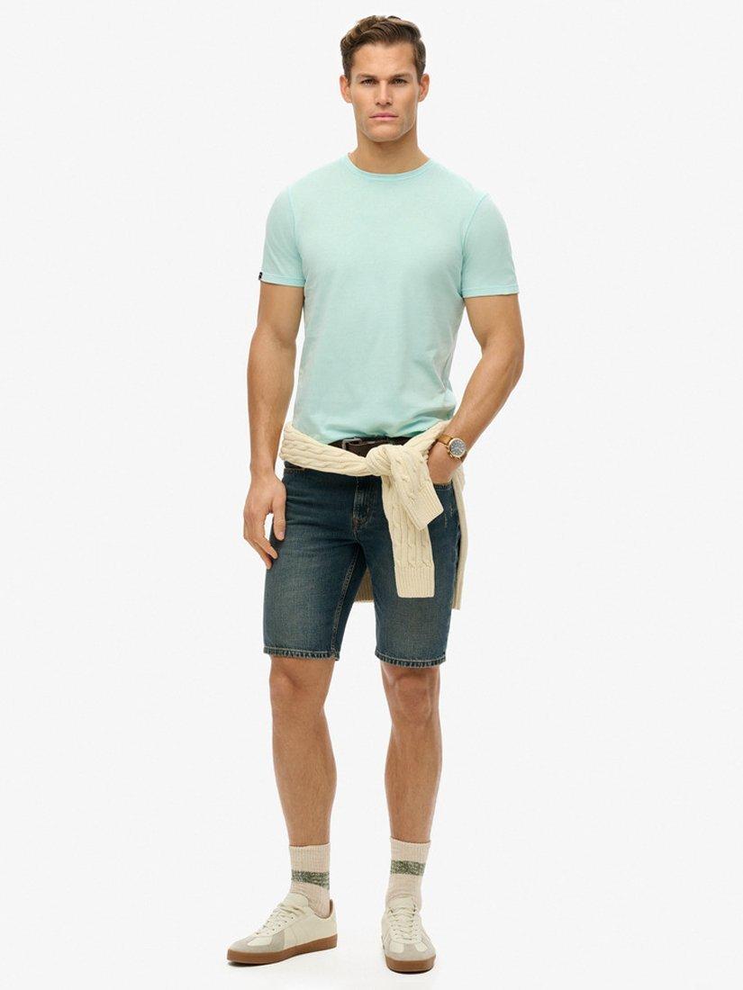 Product image 3 of 5, which shows Superdry Cotton Regular Fit Short Sleeve Classic Essential T-Shirt, Washed Sky Blue, S