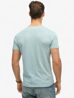 Superdry Cotton Slim Fit Short Sleeve Grandad Top - view 2, Arona Blue