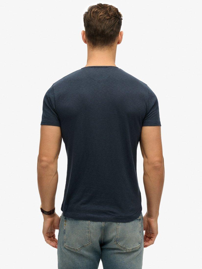Product image 2 of 4, which shows Superdry Cotton Slim Fit Short Sleeve Grandad Top, French Navy, S