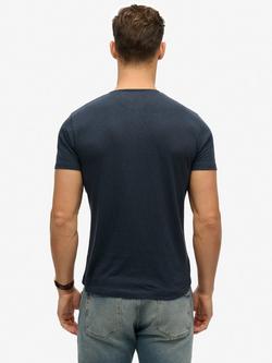 Superdry Cotton Slim Fit Short Sleeve Grandad Top - view 2, French Navy