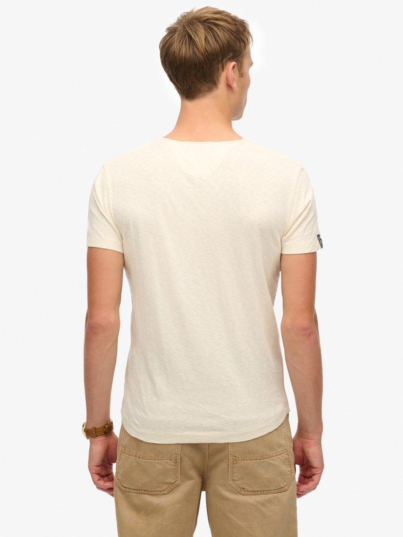 Product image 2 of 4, which shows Superdry Cotton Slim Fit Short Sleeve Grandad Top, Oyster Cream, S