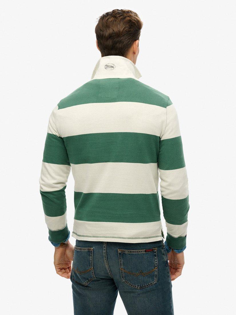 Product image 2 of 5, which shows Superdry Vintage Athletic Rugby Shirt, Green/White, S