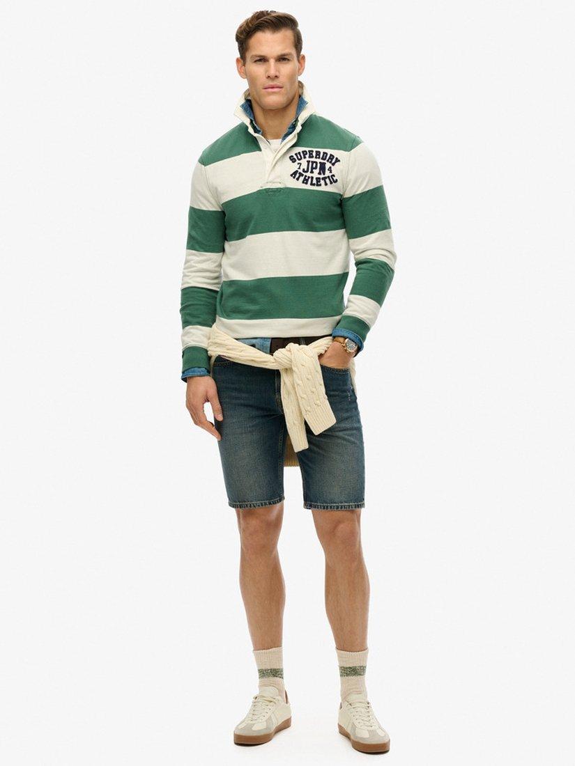 Product image 3 of 5, which shows Superdry Vintage Athletic Rugby Shirt, Green/White, S