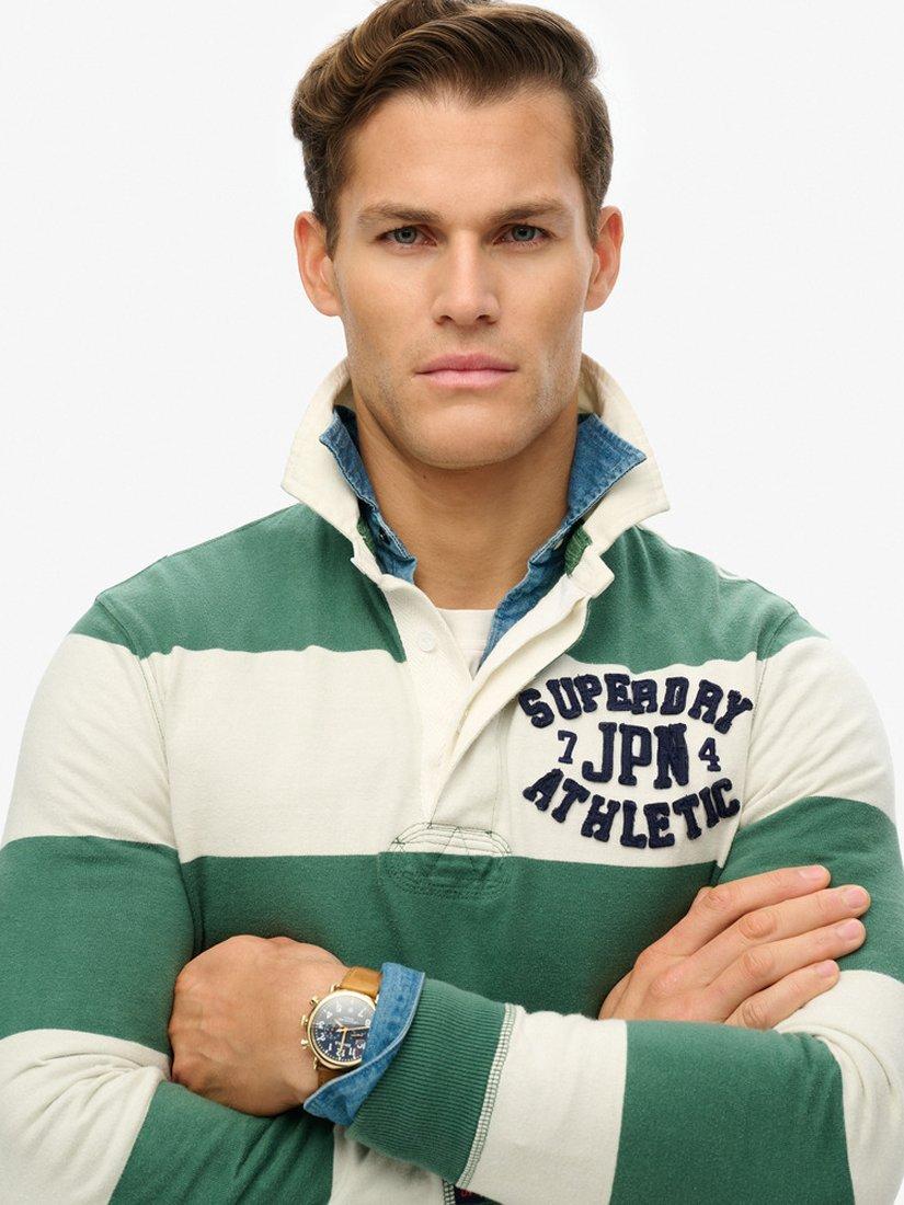 Product image 4 of 5, which shows Superdry Vintage Athletic Rugby Shirt, Green/White, S