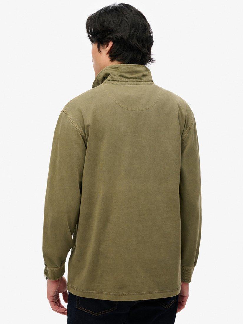 Product image 2 of 5, which shows Superdry Cotton Contrast Stitch Rugby Shirt, Washed Grey, S